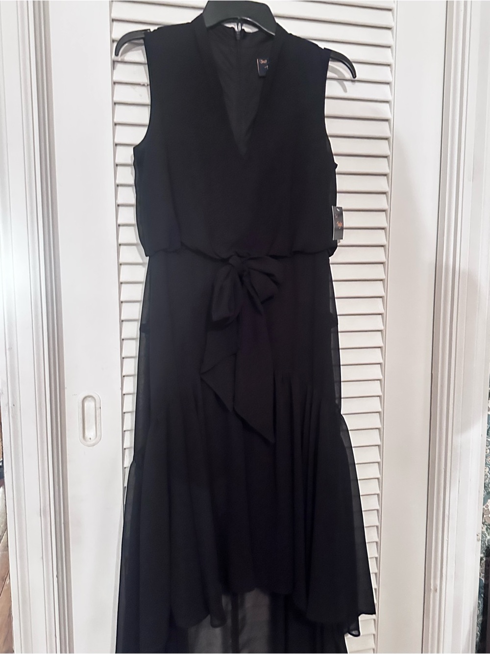Taylor Black Sleeveless High-Low Tie-Waist Dress